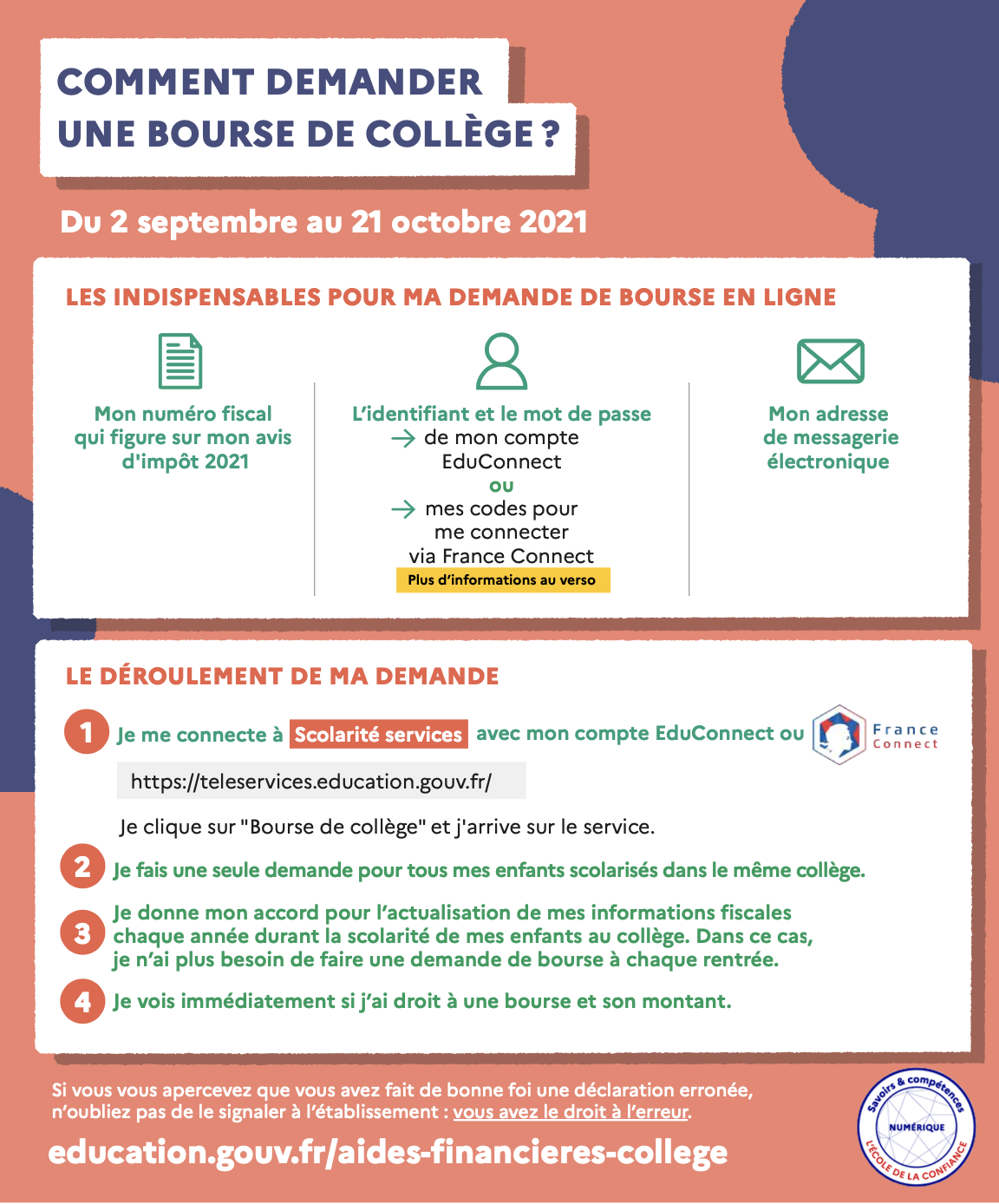 comment savoir si j ai la bourse collège